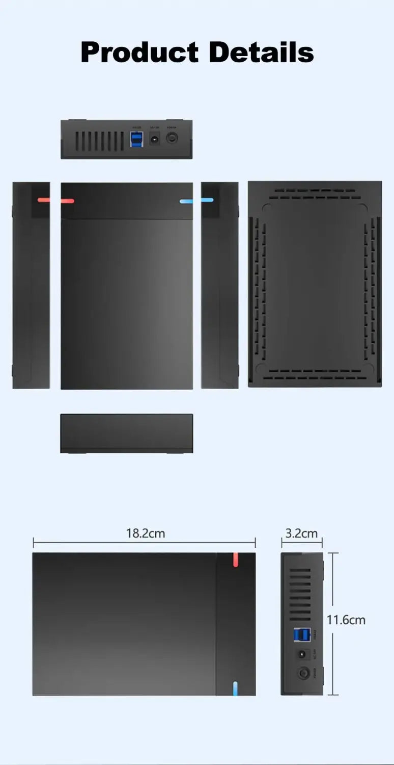 3.5 Inch Portable External Hard Drive Case Box Enclosure SATA SSD HDD 10TB USB 3.0 Transmission for PC Laptop TV Cellphone