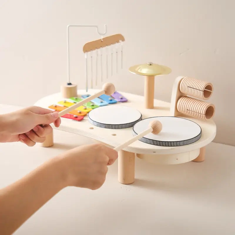 Baby Wooden Baby Percussion Music Toy Cartoon Bear Musical Early Education Toy Newborn Educational Instrument Baby Birthday Gift