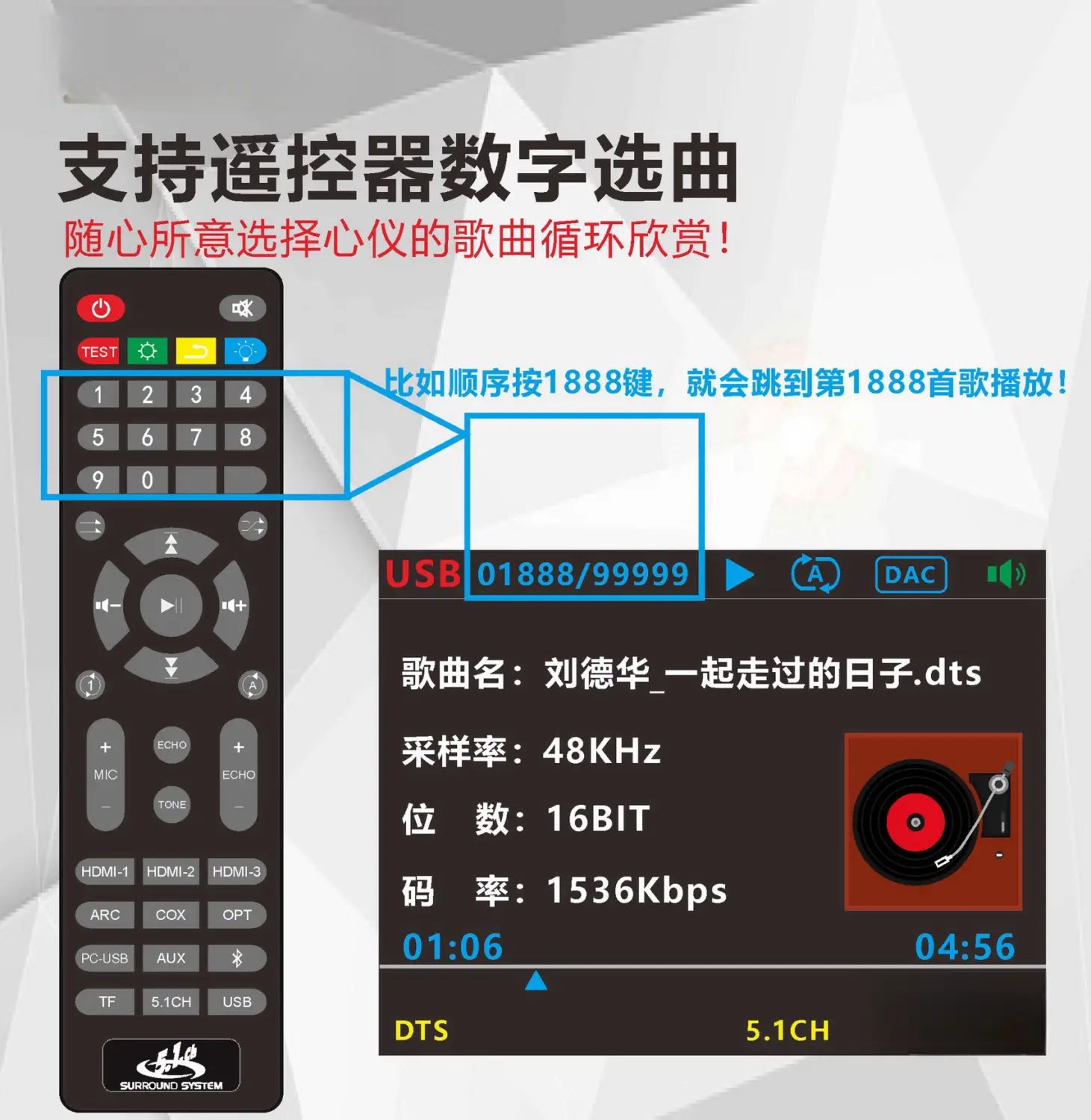 5.1 Dolby Atmos Decoding Amplifier Audio Playback DSD Lossless Digital Music Bluetooth 5.8G Wireless Surround
