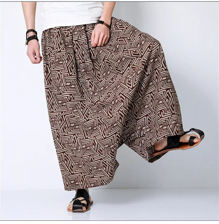 Hip Hop Trend Men Harem Pants Casual Loose Streetwear Retro Printed Joggers Wide Leg Pants Men’s Sweatpants Trousers Oversize