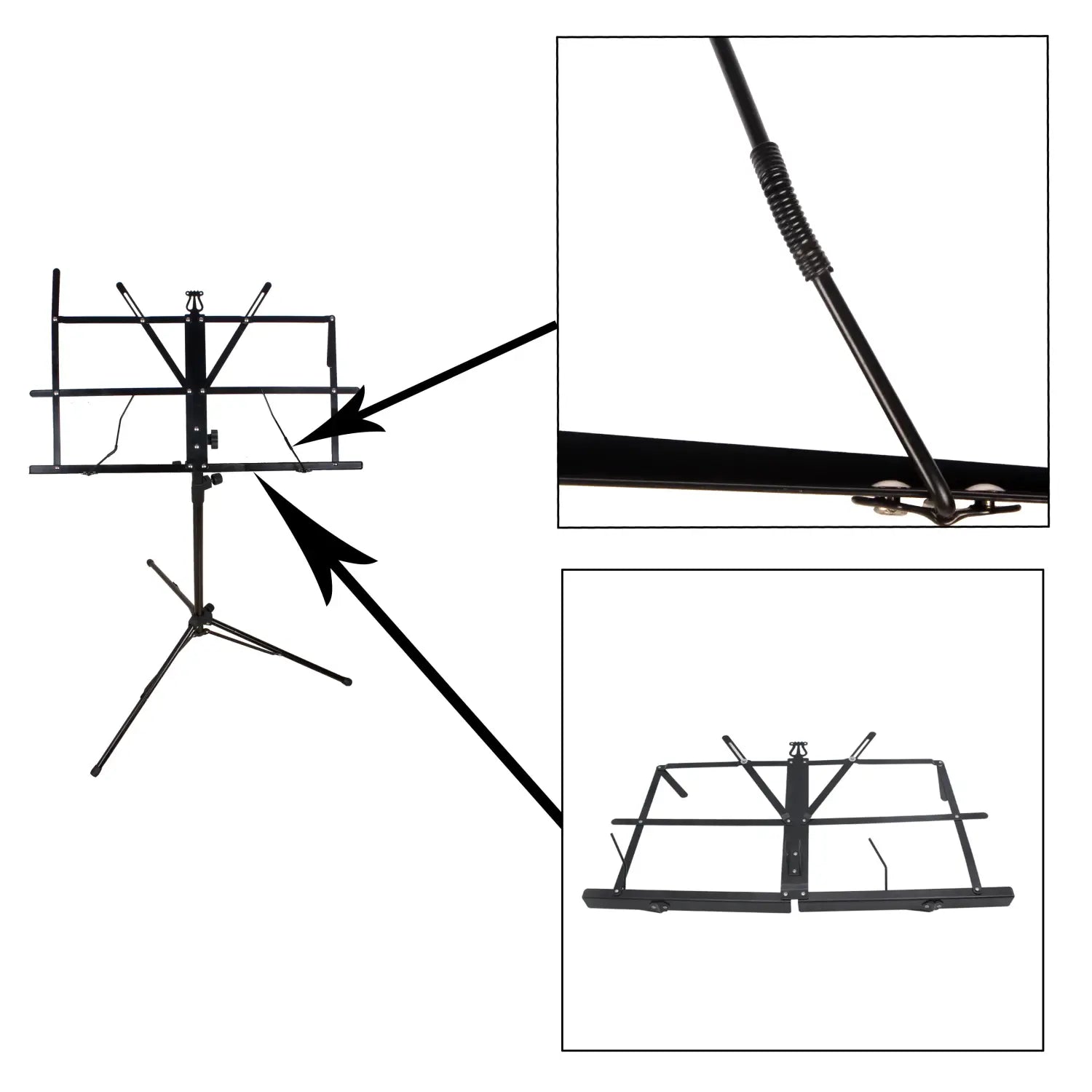 Foldable Music Sheet Tripod Stand Stainless Steel Music Stand Adjustable Holder Musical Instrument Universal Accessories&Parts