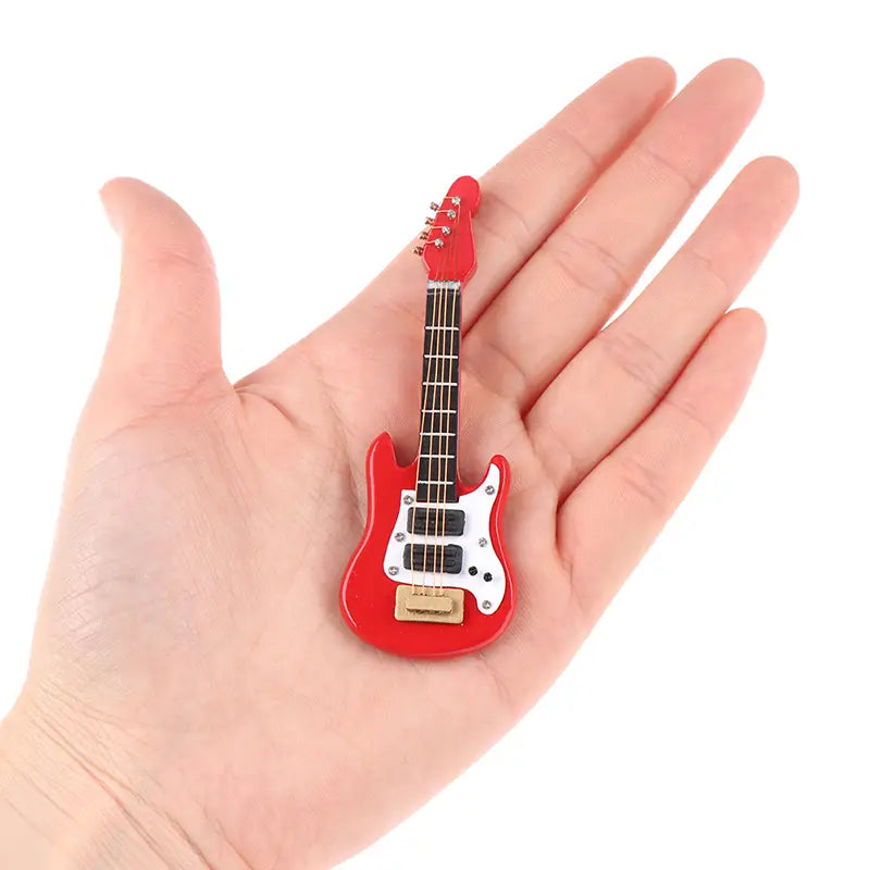 ▶1:12 Dollhouse Miniature Music Electric Guitar Model for Kids Musical Toy Doll House Accessories