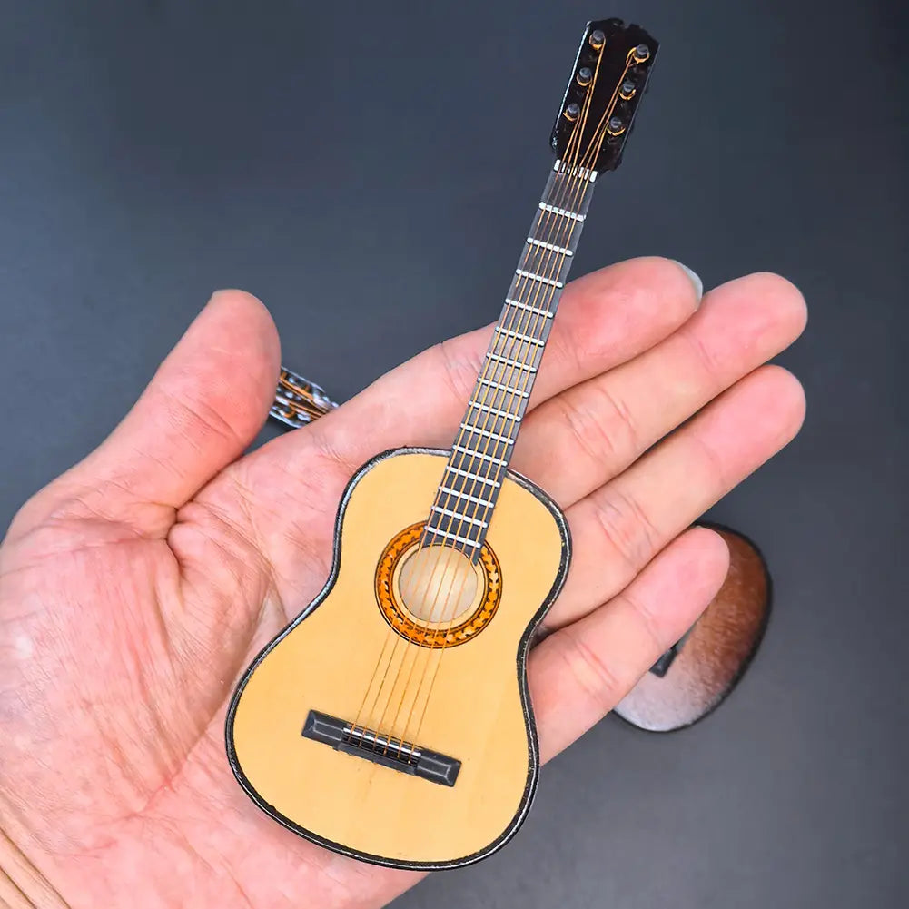 Wooden Miniature Guitar Model with Stand Modern Simple Mini Musical Ornaments Craft Home Desk Decoration for Home Display Decor