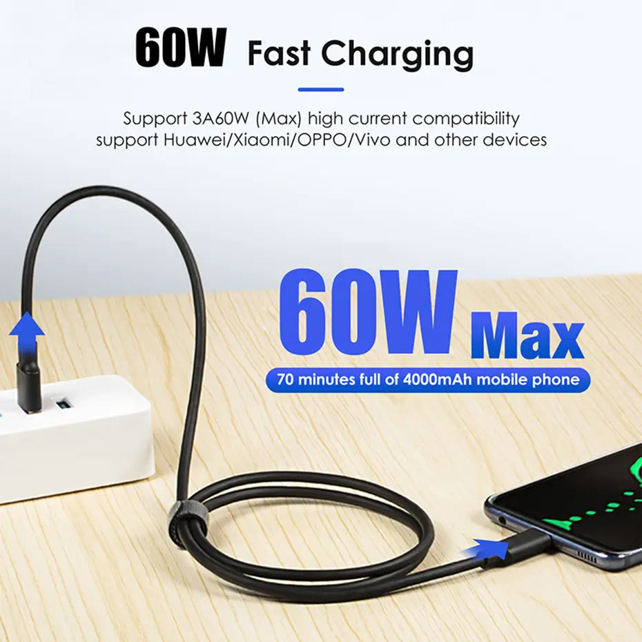 10Gbps USB 3.2 Gen 2 Type C Cable For iPhone 15 Pro Max Macbook iPad Samsung USBC Data Charger 3A Fast charge A To C 1m 2m 3m 5m