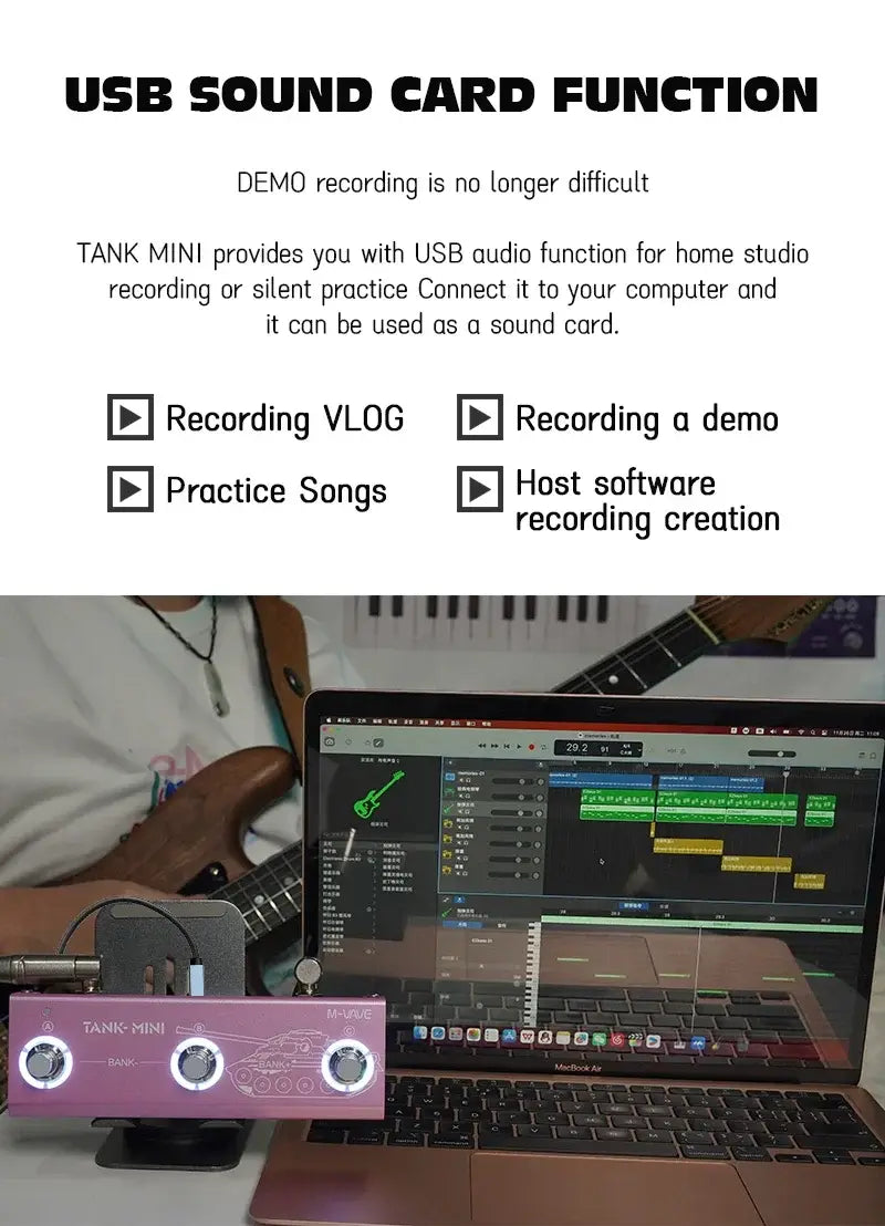 M-VAVE Tank Mini/Tank G Multic Effect Guitar/ Bass Pedal Support IR and OTG Recording,Built-in Cab,Amp,Delay and Reverb Effects