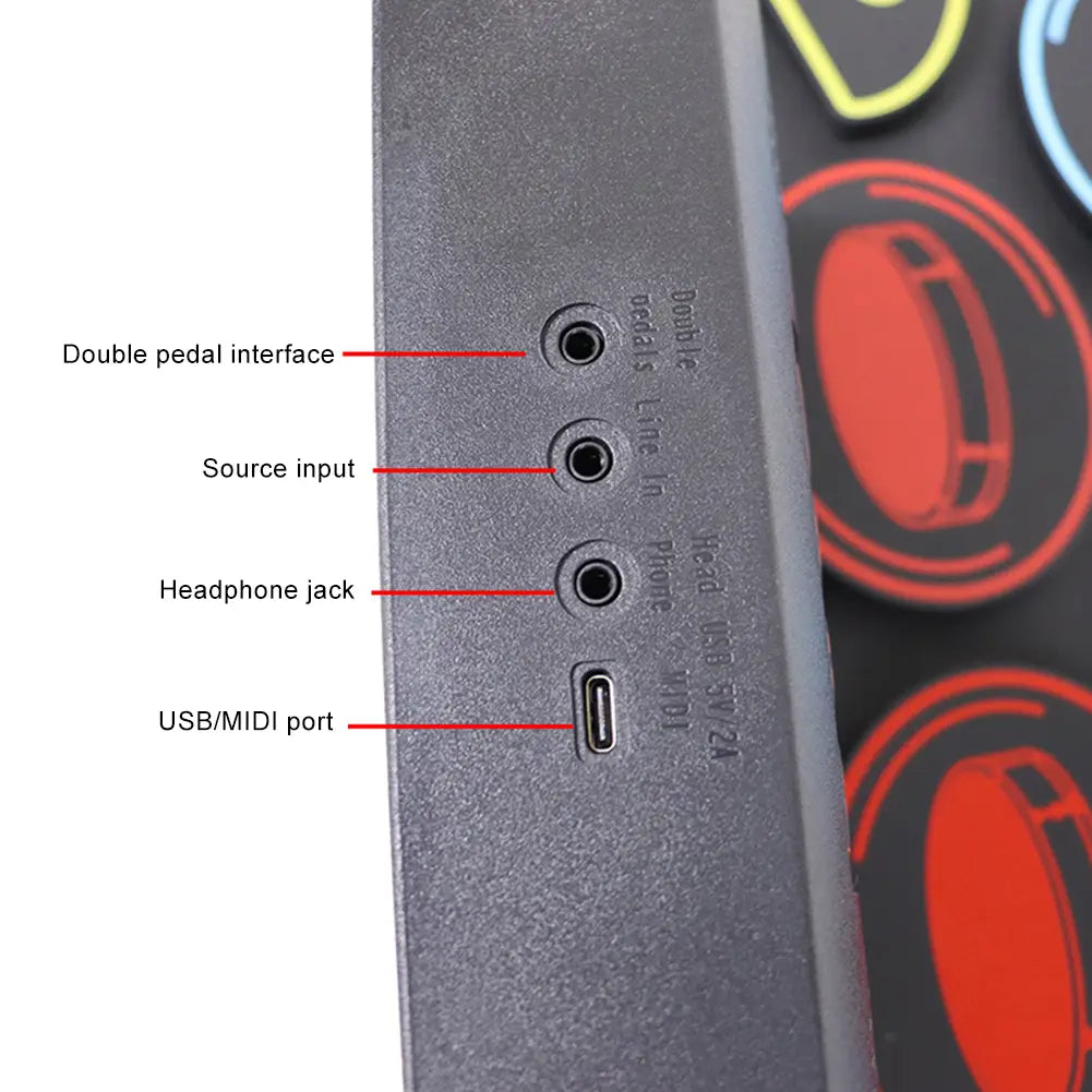 Electronic Drum Set With Drum Sticks Pedals Music Drums 9 Pad Roll-Up Drum Musical Electronic Drums Instrument For Kids Adults