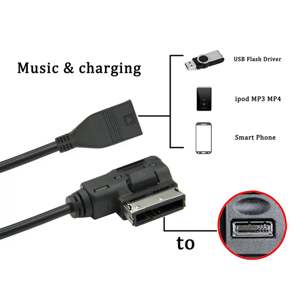 Music Interface Cable Adapter USB Music Interface AMI MMI AUX MP3 Cable Adapter For Audi Q5 Q7 R8 A3 A4 A5 Music Interface USB