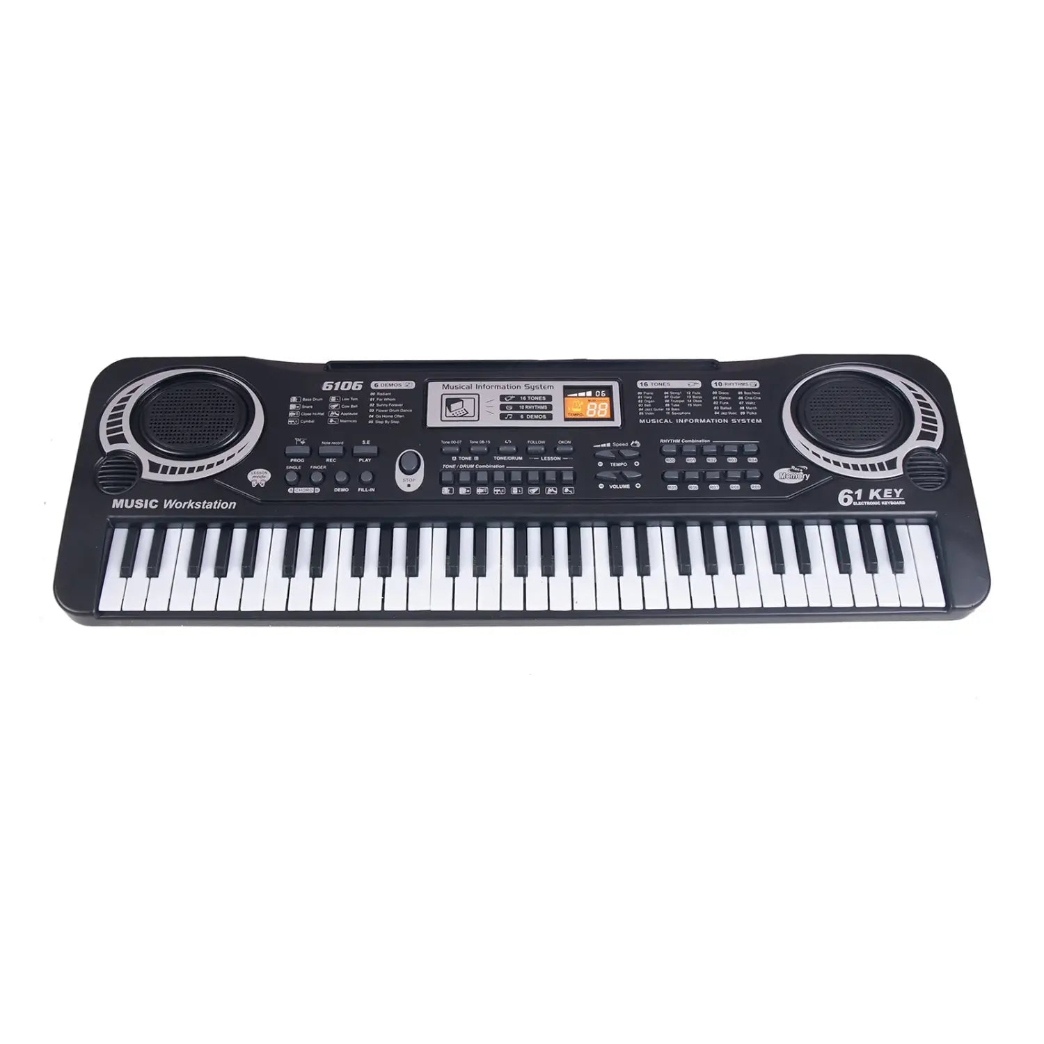 Black Electronic Keyboard 61 Keys Black Digital Music Electronic Keyboard Electric Piano Kids Musical Instrument