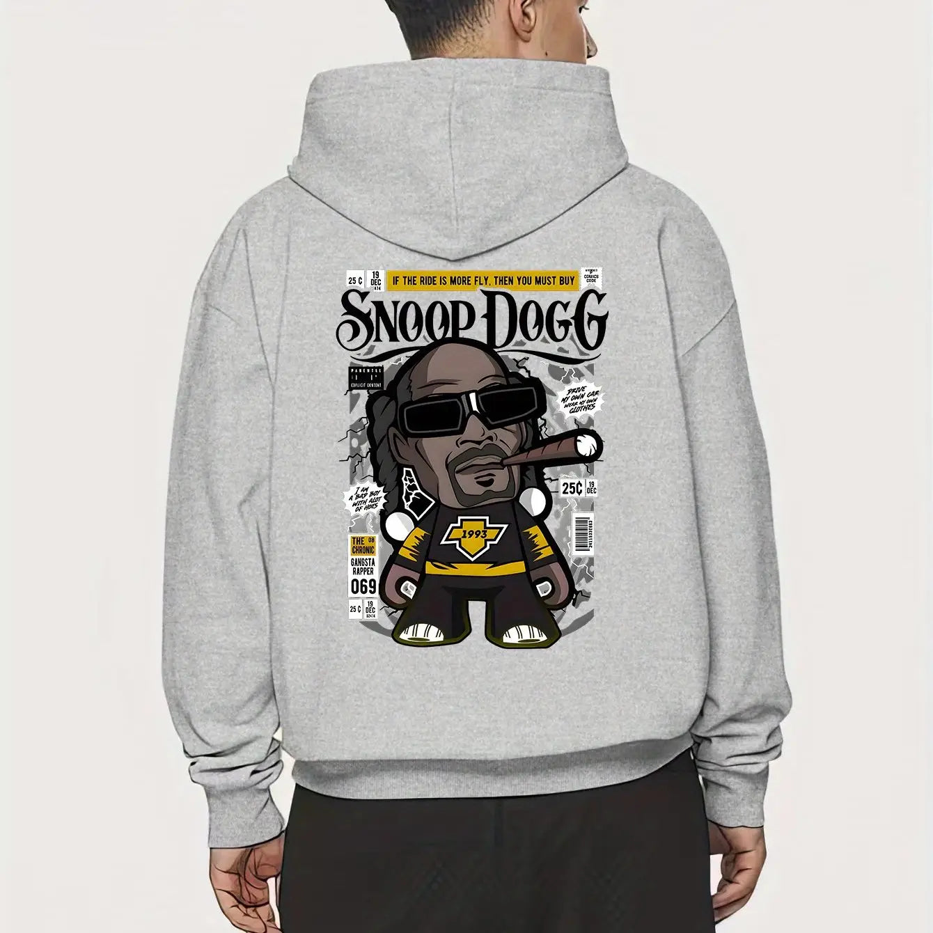 Men’s Hip Hop Cartoon Printed Hoodie Loose Elastic Design Fashion Hoodie with Pocket Details Autumn and Winter New