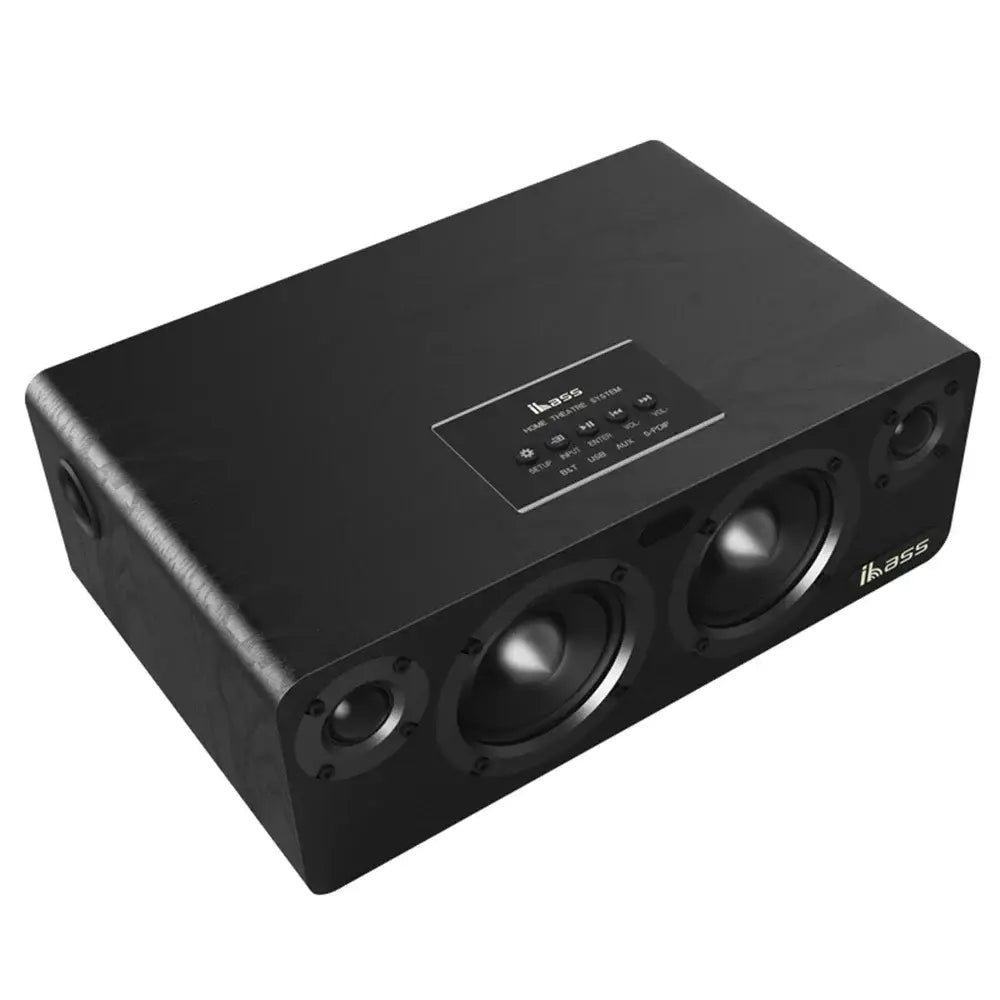 High Power Wireless Bluetooth Speaker Wooden Desktop Subwoofer Home Karaoke System Shocking Lossless HiFi Surround Music Player