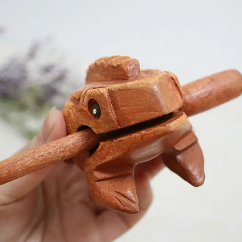 Wooden Lucky Frog Thailand Traditional Craft Croaking Musical Instrument Home Office Decor Fengshui Carved Ornament Kid Toy Gift