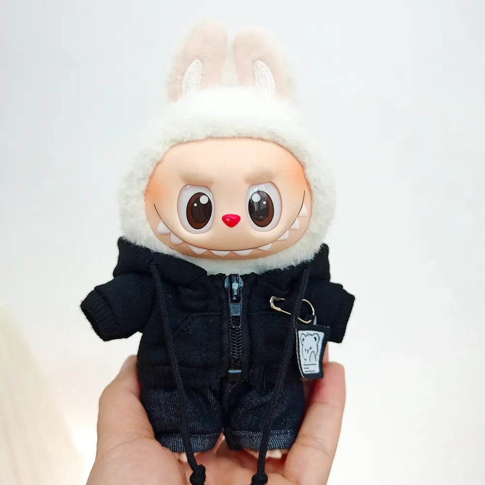 [No Doll] Cute Plush Doll Casual Hoodie Black Suit Fashion Sweatshirt Jacket Outfit Clothes for Labubu Clothes Gifts
