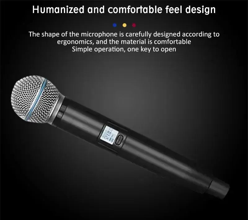 Wireless UHF Microphones with Microphone Receiver for Karaoke Stage Performance Speech Classroom Show Party Hip Hop Micro Phones
