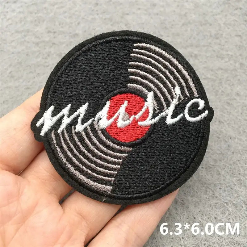 Rock Music Embroidered Patches on Clothes Stickers DIY Ironing Appliques Patches for Clothing Jacket Jeans Headset Guitar Stripe