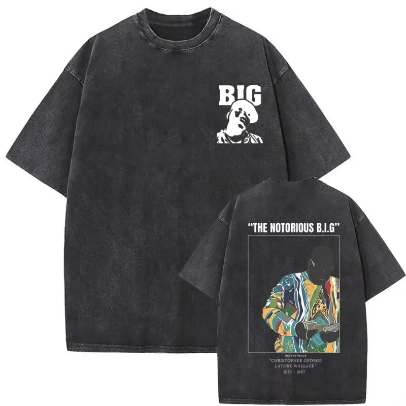 Rapper The Notorious Big L Lifestylez of The Poor and Dangerous Vintage Washed T-shirt Biggie Smalls Tshirt Men’s Hip Hop Tees