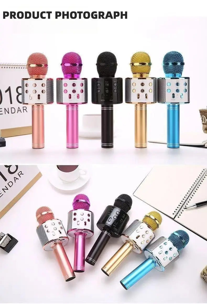 Wireless Karaoke Microphone Bluetooth Speaker Multi-Function Controls 5-In-1 Handheld Mic For Party Great Birthday Gift