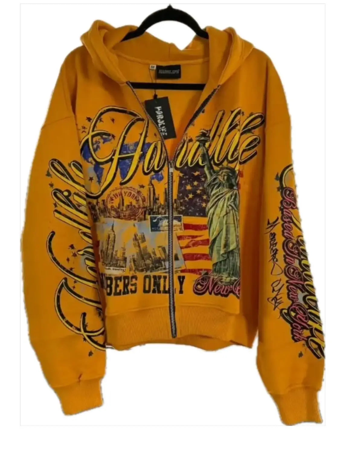 Retro letter printing zipper sweatshirt jacket casual men and women fashion personality design hoodie Y2K hip-hop streetwear