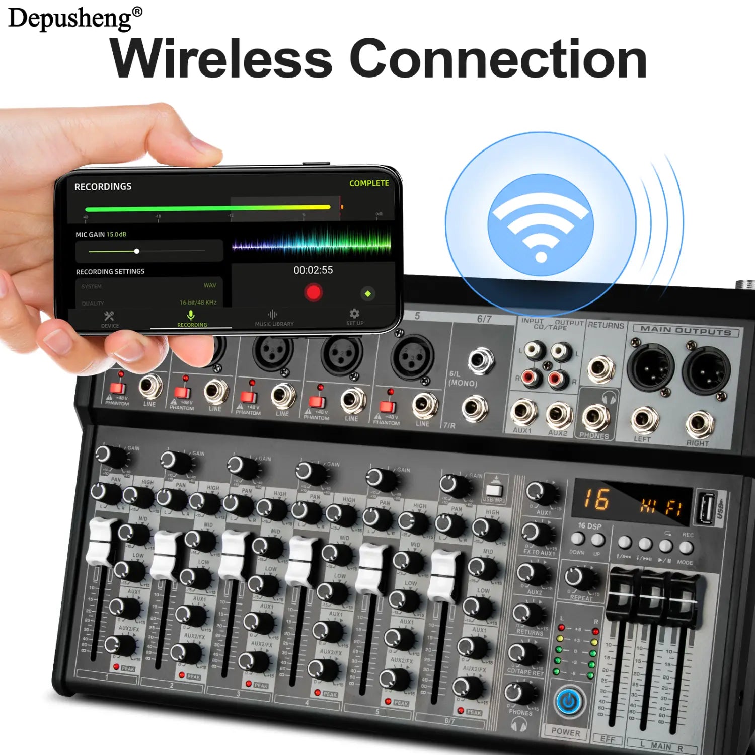 Audio Mixing Console Mixer Professional Audio 7 Channel Sound Mixer For Live Streaming DJ Audio Equipment