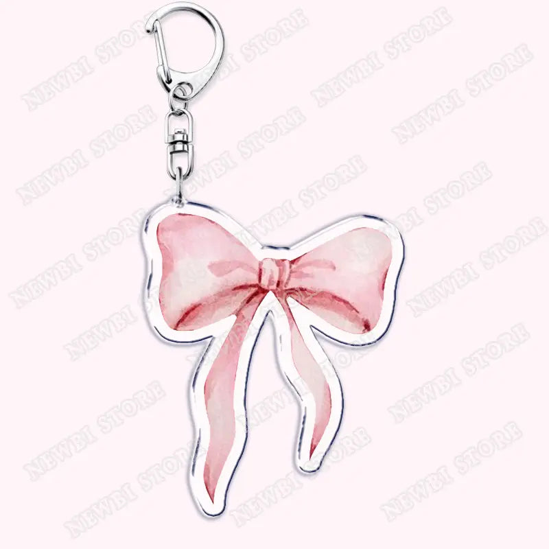Aesthetic Coquette Pink Keychains for Womens Accessories Ribbon Hot Girl Book Club Bow Flowers Keyrings Friends Lovers Gifts