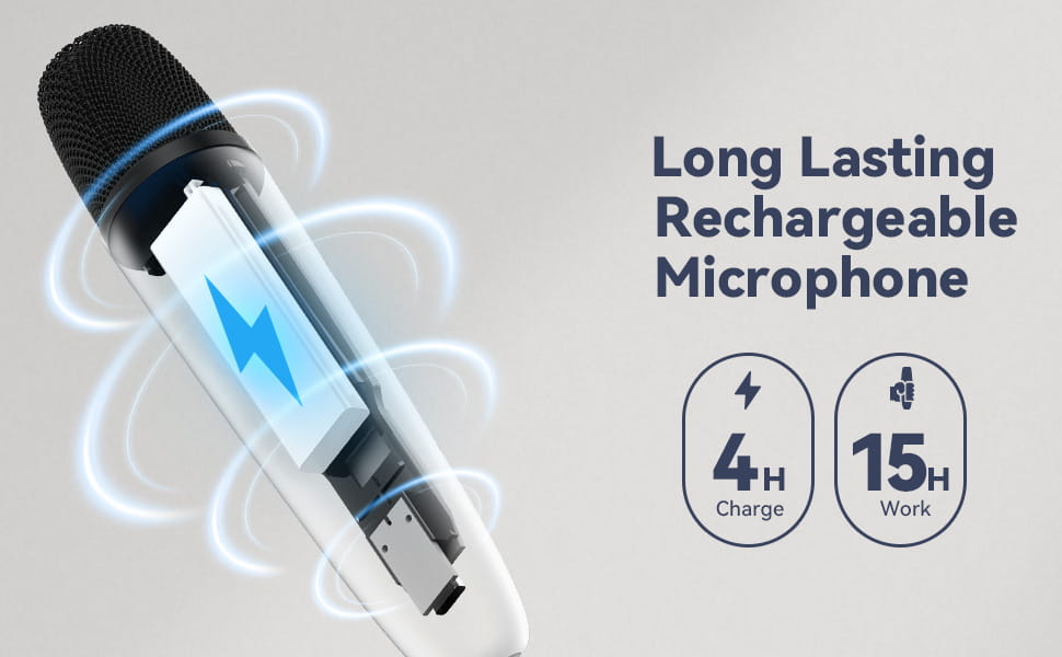 T1-테슬라 Car Karaoke Microphone 테슬라 Rechargeable Caraoke Mic with USB-A & USB-C Receiver Plug to Use，No Need Pair