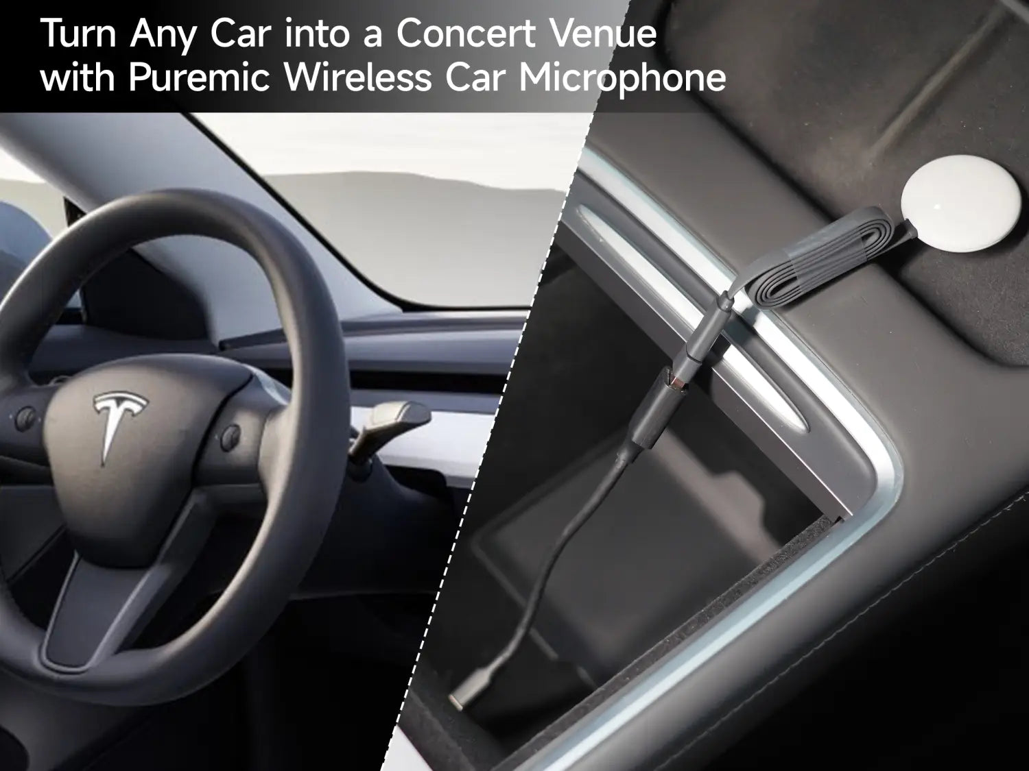 Q1-Tesla Car Karaoke Microphone for Tesla Model Y/3/X/Cybertruck Rechargeable Caraoke Mic with USB-A & USB-C Receiver