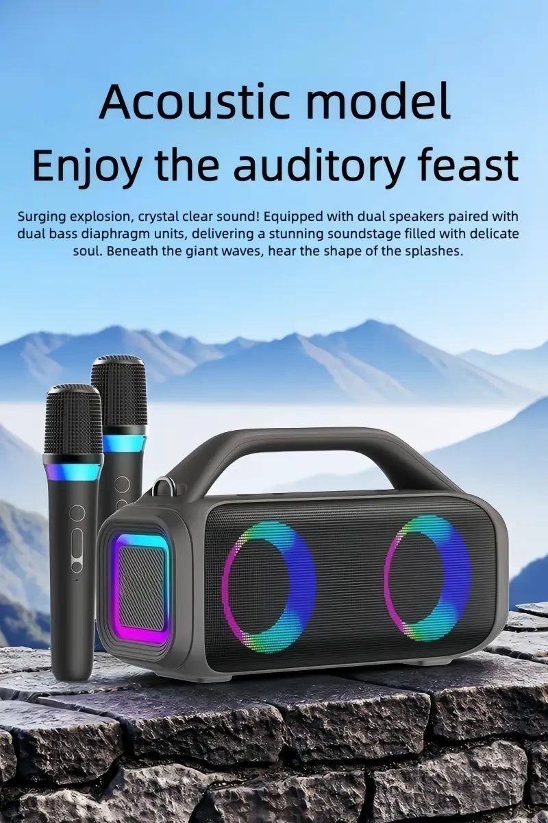 Karaoke Machine for Adults Portable Bluetooth Speaker with 2 Wireless Microphones Portable PA System with Disco Lights