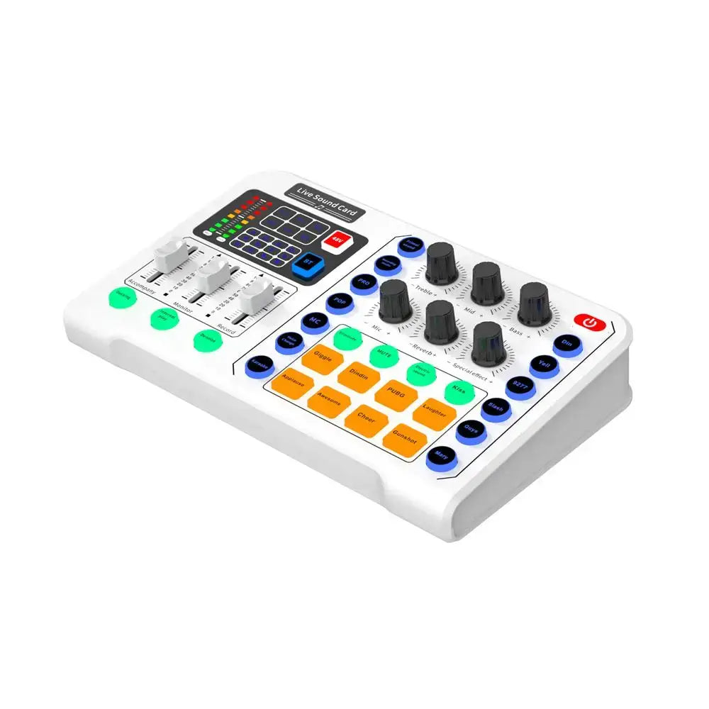 M6 Sound Card Audio Mixer for Live Broadcast Karaoke Live Broadcast Equipment for Game Singing Voice Podcast Live Streaming