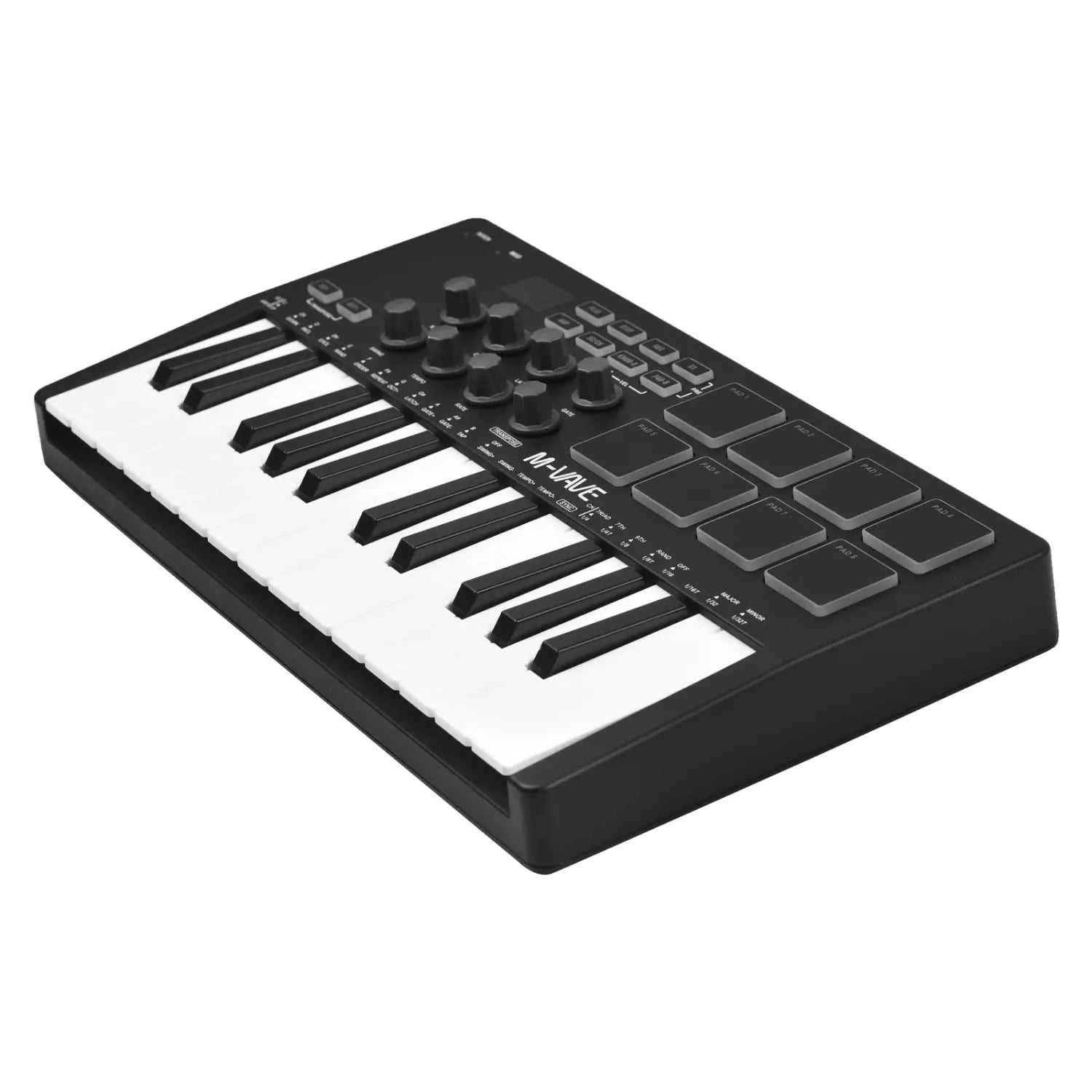 M-vave SMK-25 Mini 25 Keys Wireless / USB MIDI Keyboard Controller With 8 Backlit Drum Pads 8 Knobs and 2 Touch Stripes