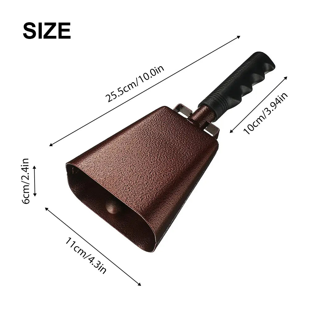 10 Inch Cowbell Noise Makers Percussion Musical Instrument Iron Decorations School Hand Bells with Handle for Games Sports