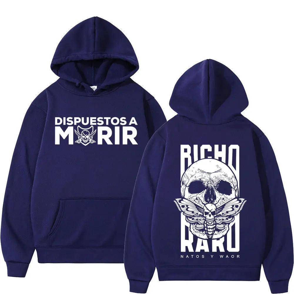 Rapper NATOS WAOR Bicho Raro Negra Skeleton 2025 Gothic Hip-hop Long-sleeved Harajuku Hoodie Winter Man Woman Classic Sweatshirt