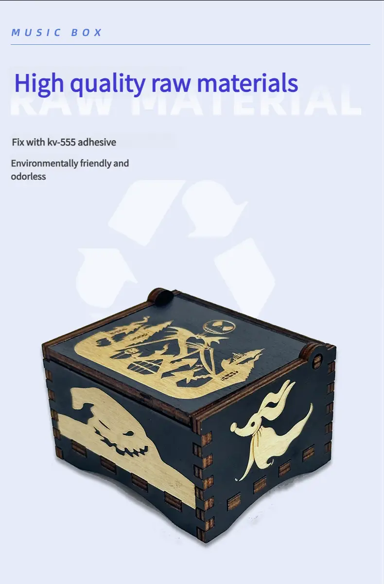 Wooden music box creative spring music box laser engraving gift giveaway stall toy display solid wood music box