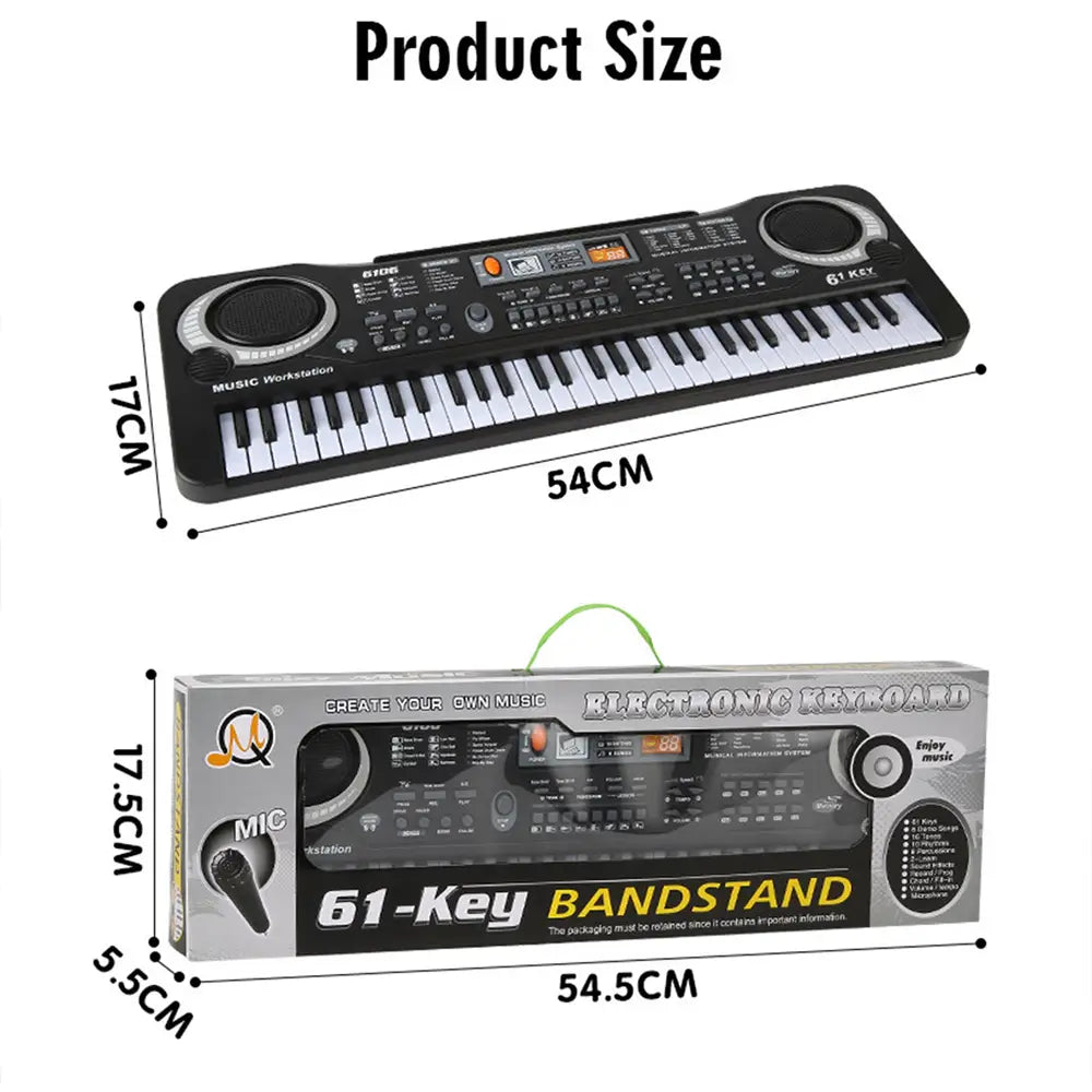 Kids Electronic Piano Keyboard Portable 61 Keys Organ with Microphone Education Toys Musical Instrument Gift for Child Beginner