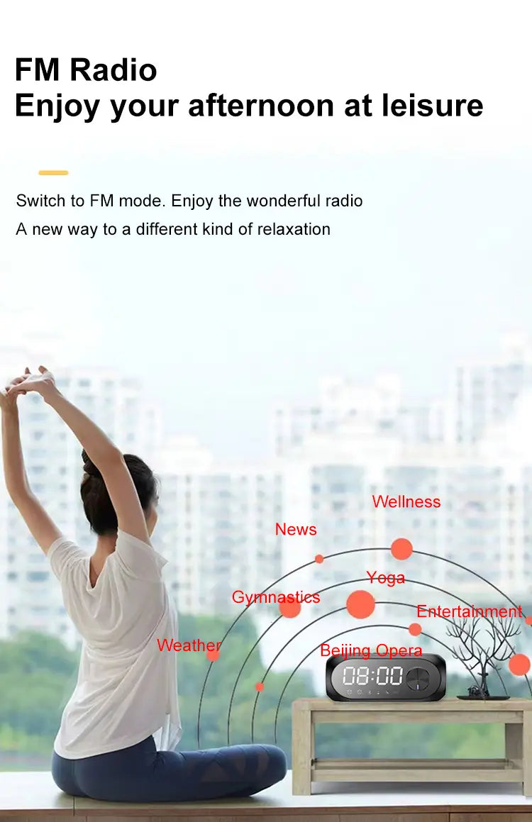 Alarm Clock Radio FM Bluetooth Speaker Portable Subwoofer Caixa De Som Sound Box Music Wireless Mini Woofers Bocina Lamp Column