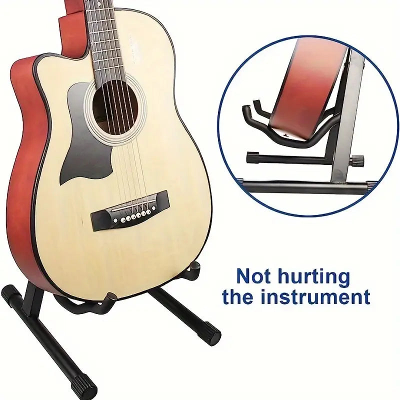 A-Frame Metal Guitar Stand Foldable Floor Stand for Acoustic Electric Guitar Bass Stable Portable Music Instrument Holder