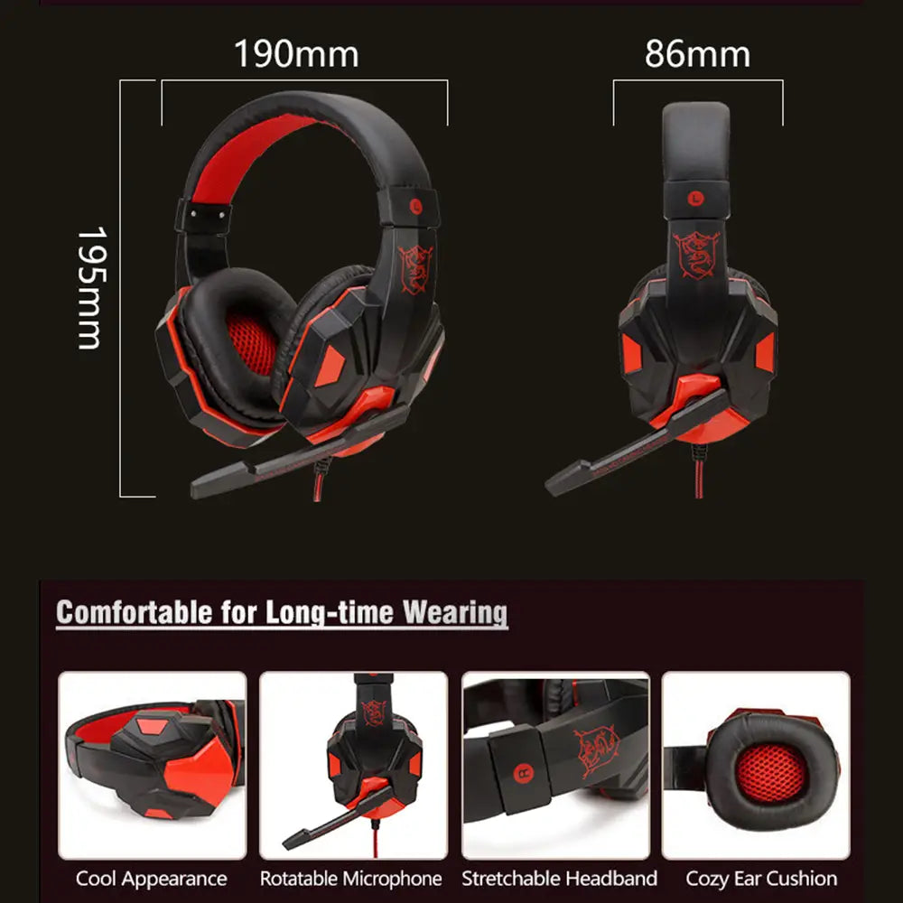 Wired Gaming Headsets With 120° Adjustable Noise Cancelling Microphone PC Gamer Headphones For PS4/PS5/Xbox Smartphone Laptop