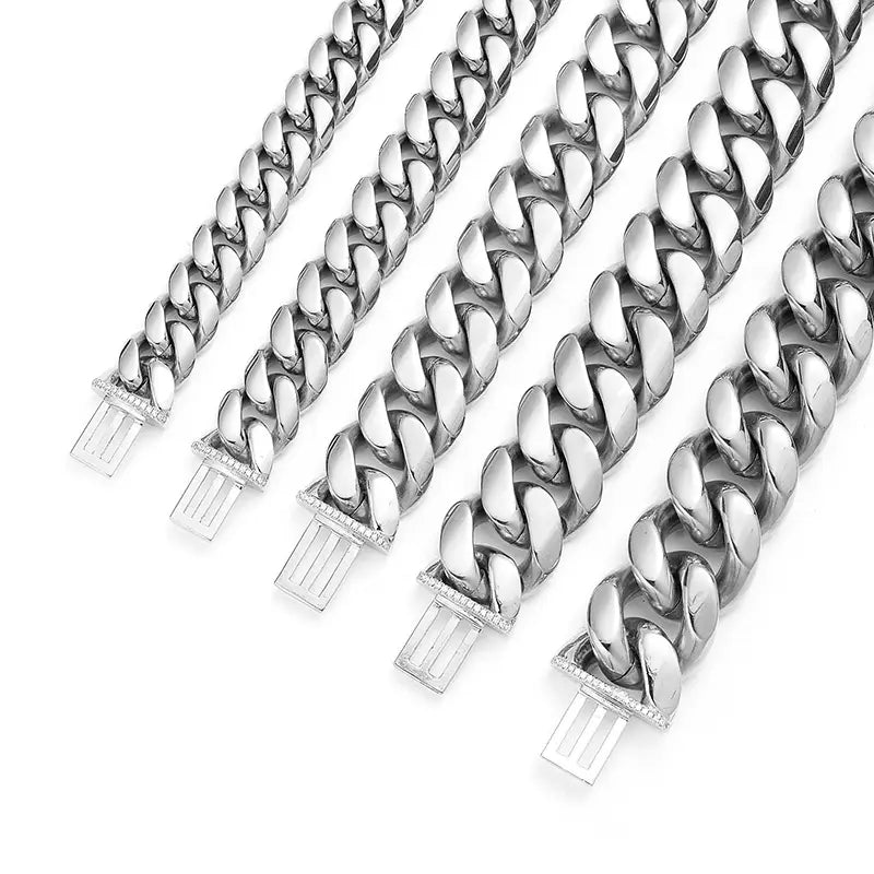 12/14/18/20/22mm Big Heavy Solid Stainless Steel Cuban Miami Link Chain Necklaces for Men Hip Hop Bling Iced out Rapper Jewelry