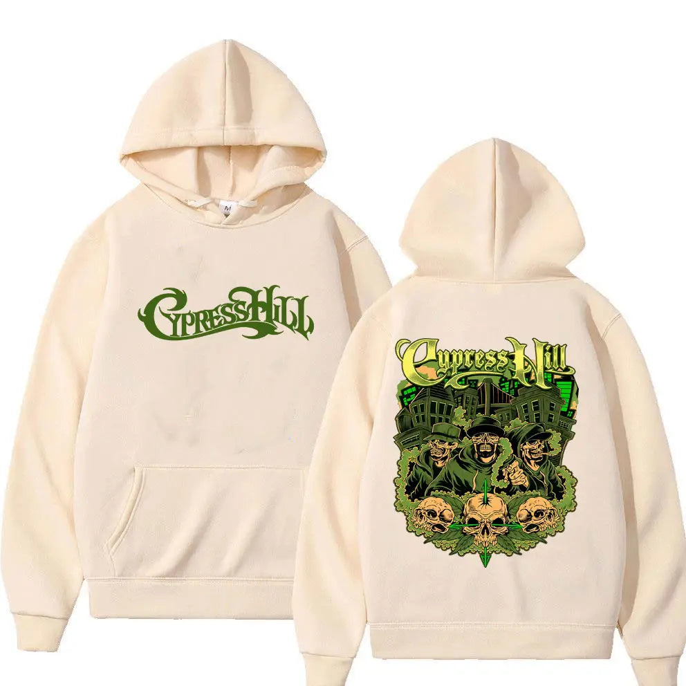 Limited Rapper Cypress Hill Skeleton Double Sided Print Hoodie Men Women Hip Hop Fashion Oversized Pullover Male Casual Hoodies