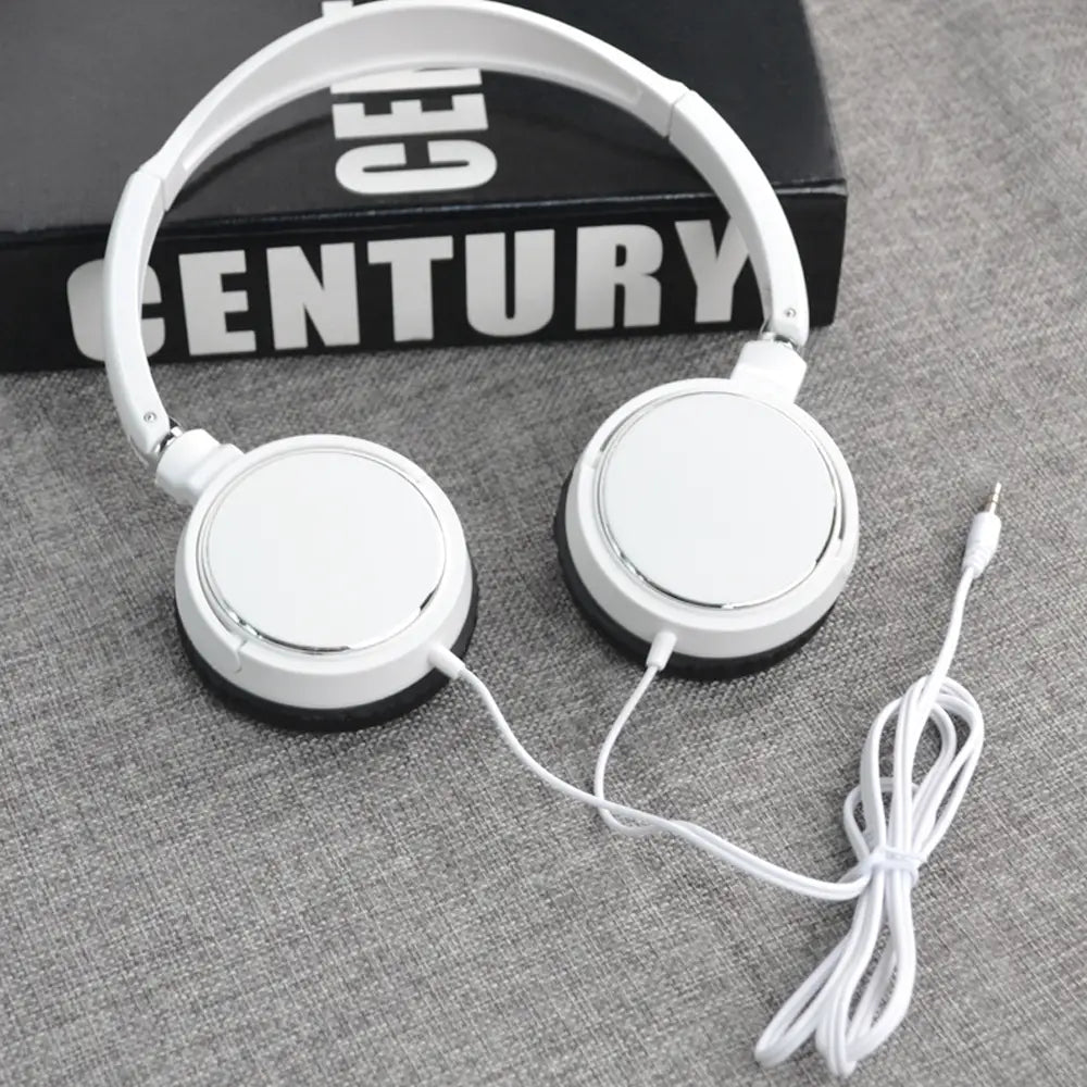 3.5mm Wired Headphones Foldable Adjustable Headphones Bass Stereo Fashion Music Earphones Supplies for MP3 Host All Smartphones