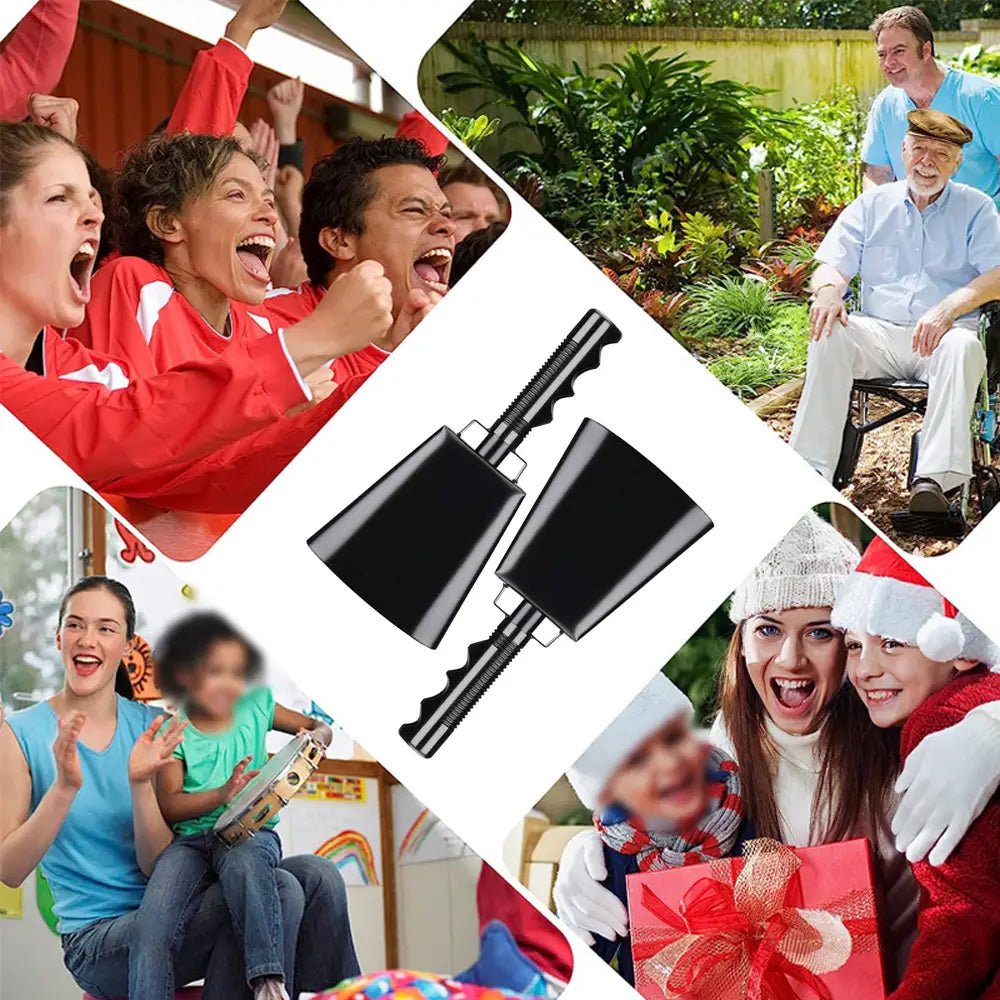10 Inch Cowbell Noise Makers Percussion Musical Instrument Iron Decorations School Hand Bells with Handle for Games Sports