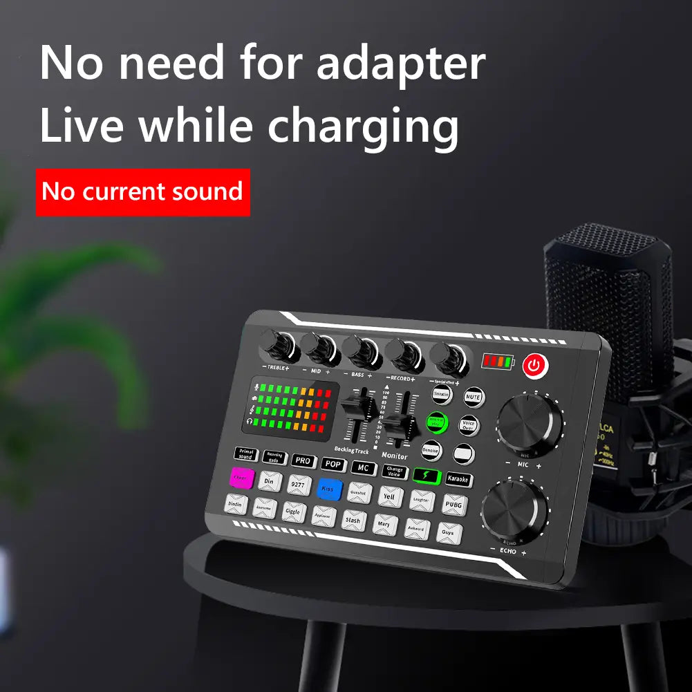 F998 Bluetooth Sound Card Console Studio Sound Card Kit with USB Microphone Computer Live Voice Mixer Sound Card DJ Equipment