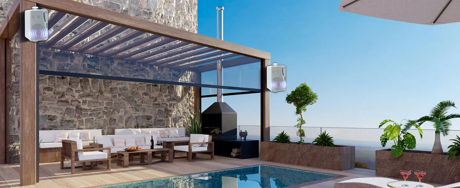 Herdio 3.5‘’ Outdoor Speakers Passive Wired Waterproof 200W 3 Way Premium Mountable Wall Mount Speakers With Superior Sound 2PCS