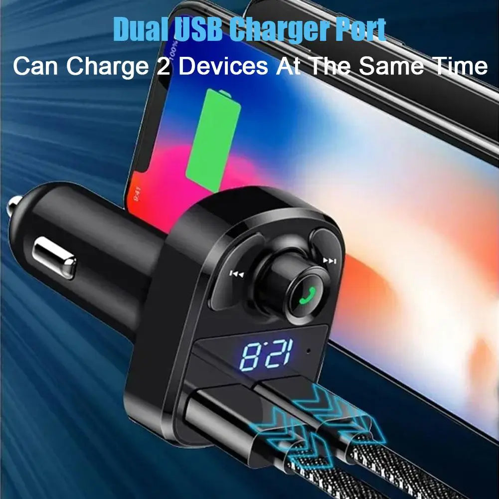 Bluetooth FM Transmitter Car Hands-Free Calling Radio Receiver Mp3 Music Stereo Adapter Dual USB Port Charger New