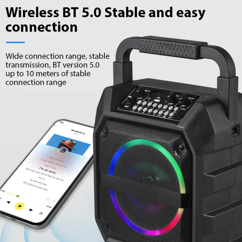 Wireless Musical Instrument Speakers Set Electronic Musical Instrument Accessories with 2 Microphone LED Color Light for Party