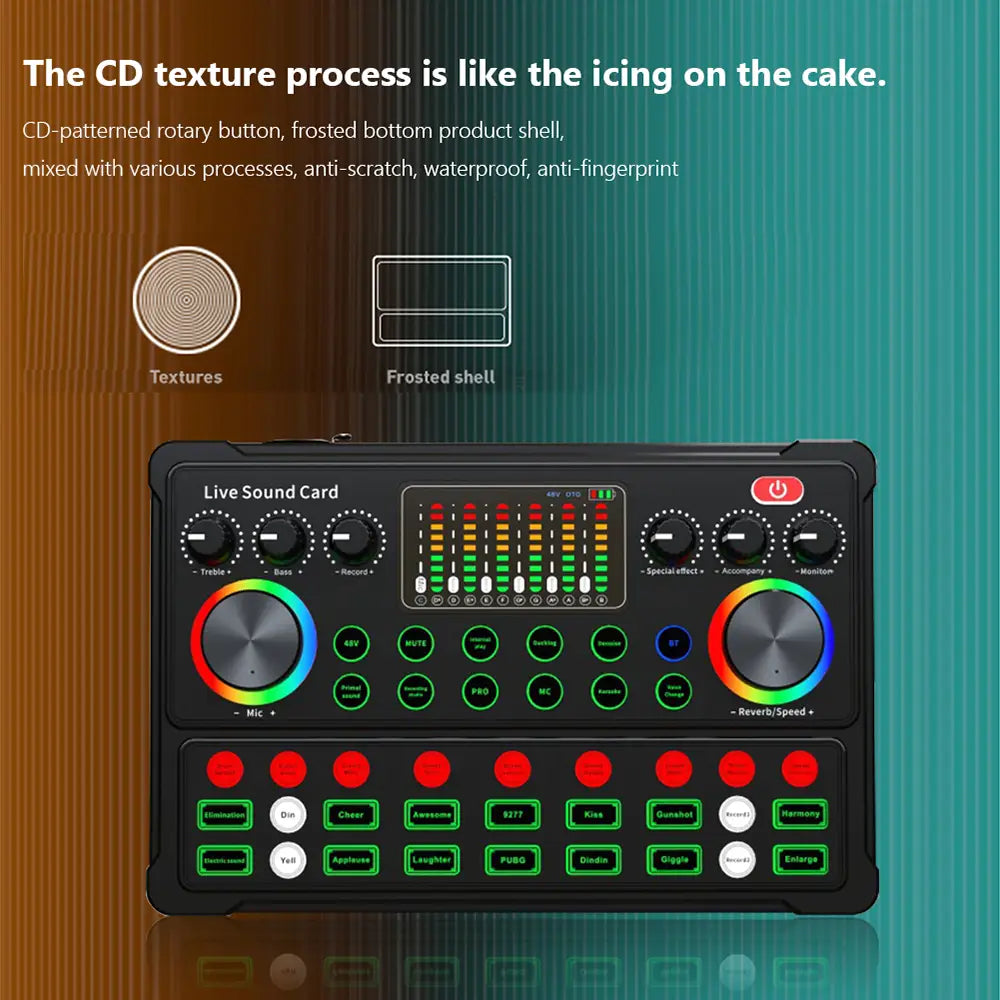 Live Sound Card Studio Record Professional Soundcard Bluetooth Microphone Mixer Voice Changer Live Streaming Audio Mixer Karaoke