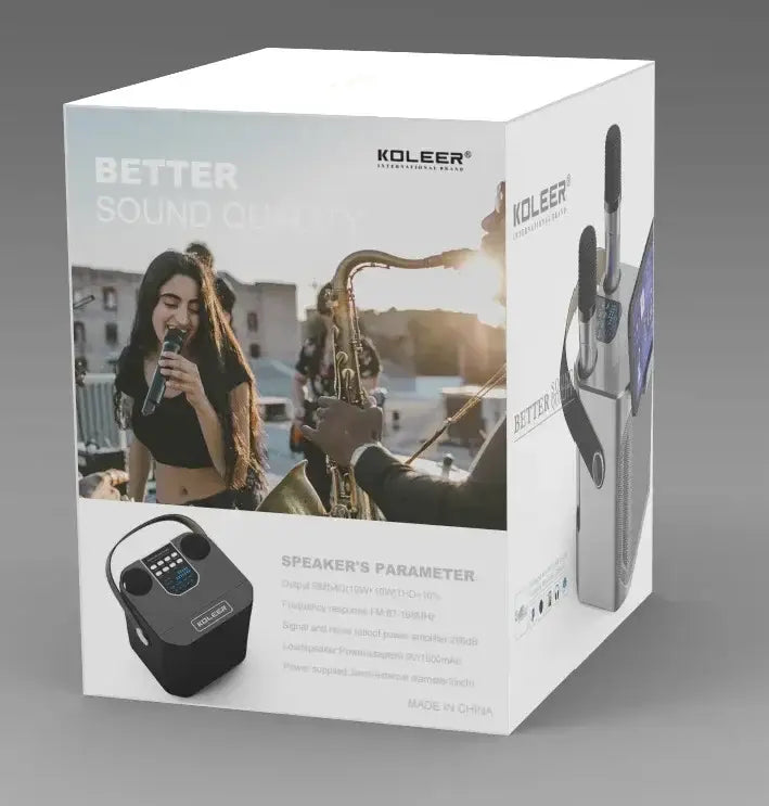 360 Stereo Surround Karaoke With Dual Microphone High Power Bluetooth Speaker Boombox Portable Waterproof Wireless Subwoofer