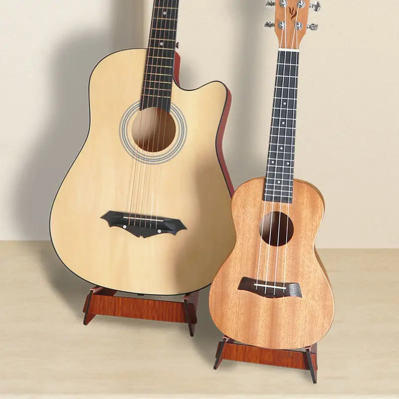 Wooden Guitar Stand For Acoustic And Electric Instruments Portable Shaped Floor Display Holder For Ukulele Mandolin Bass