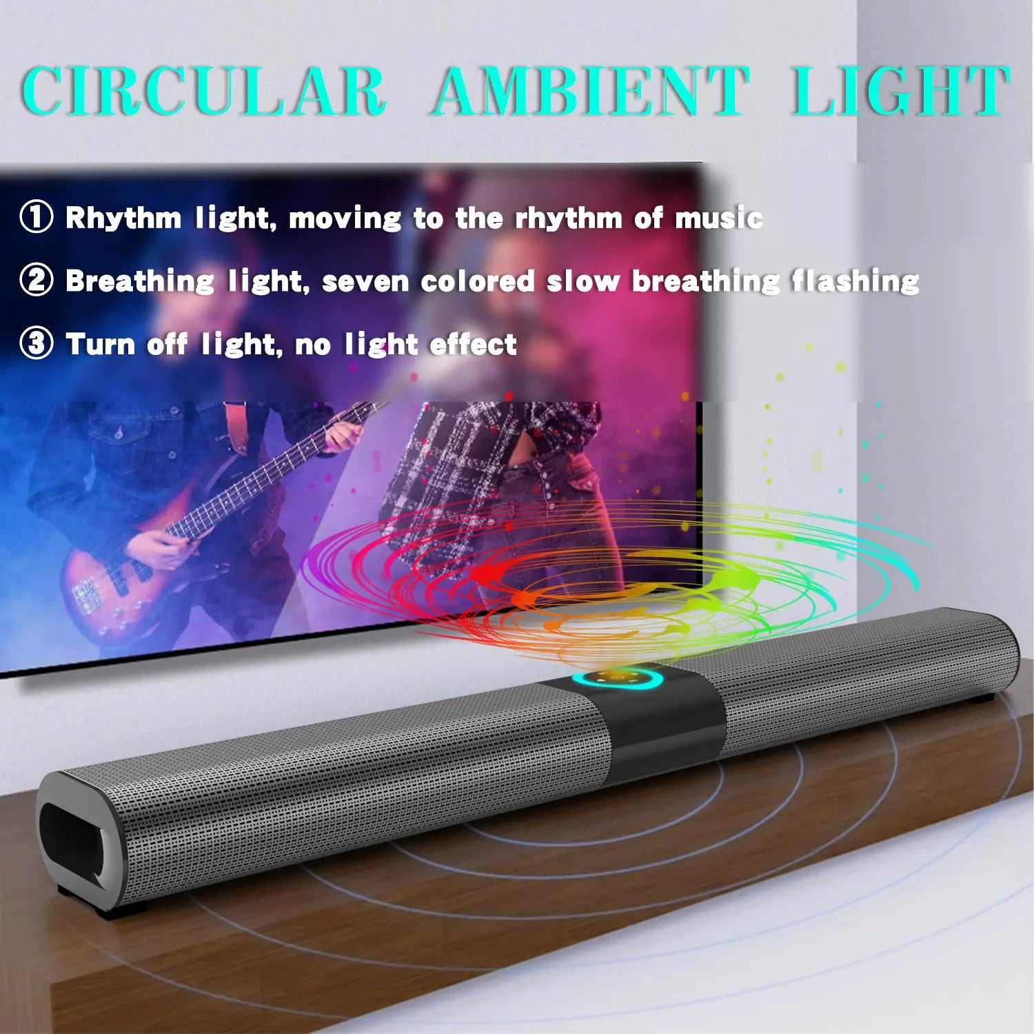 HOMEFISH BS-20 RGB Ambient Light Bluetooth Speaker 6 EQ Sound Effects 4 Speakers Supports TF USB AUX RCA Bluetooth FM