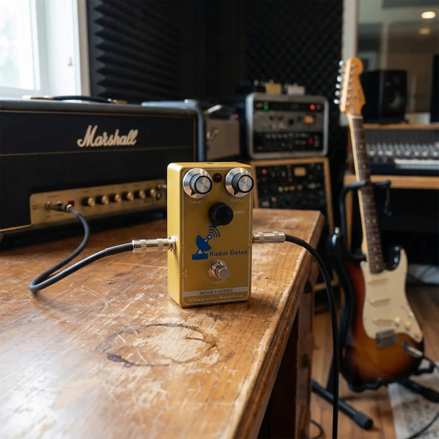 MOSKY RADAR DELAY Guitar Pedal - Analog/Digital Hybrid BBD Delay Level/Repeat/Time Controls for Electric Guitar & Bass
