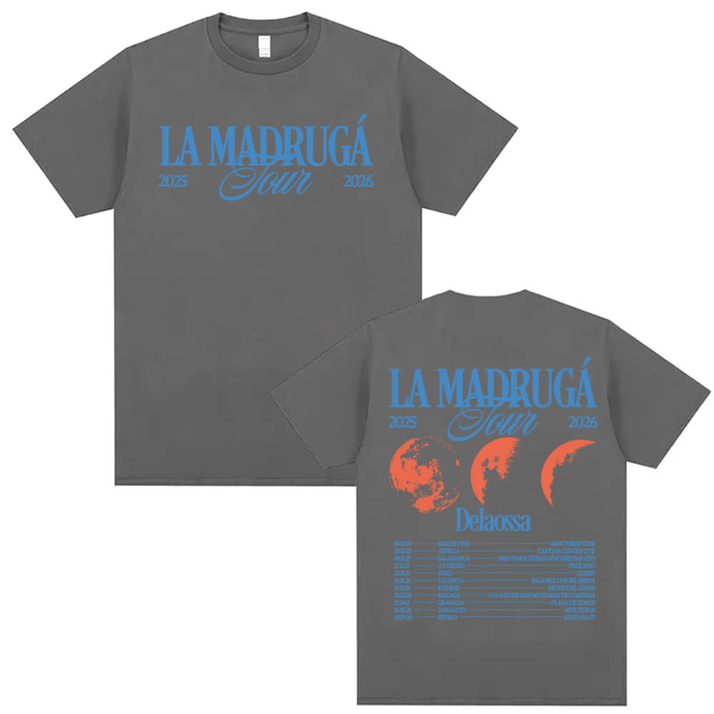 Rapper Delaossa La Madruga Tour 2026 T Shirts Men’s Clothing Harajuku Hip Hop Street T-shirts Casual Cotton Short Sleeve T-shirt
