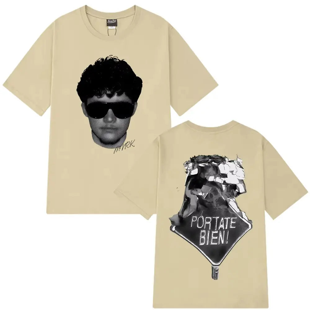 Rapper Mvrk Fashion Print T-shirt Men Women Vintage Gothic Punk T-shirt Short-sleeved Fashion Casual Cotton Hip-hop T-shirt Tops